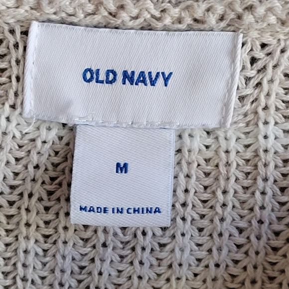 Old Navy Women's Shaker Knit Lace Up Sweater Beige/White Stripes M Bell SLEEVES - Picture 3 of 11